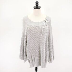 Express Gray Knit Sweater Medium Scoop‎ Neck Cotton